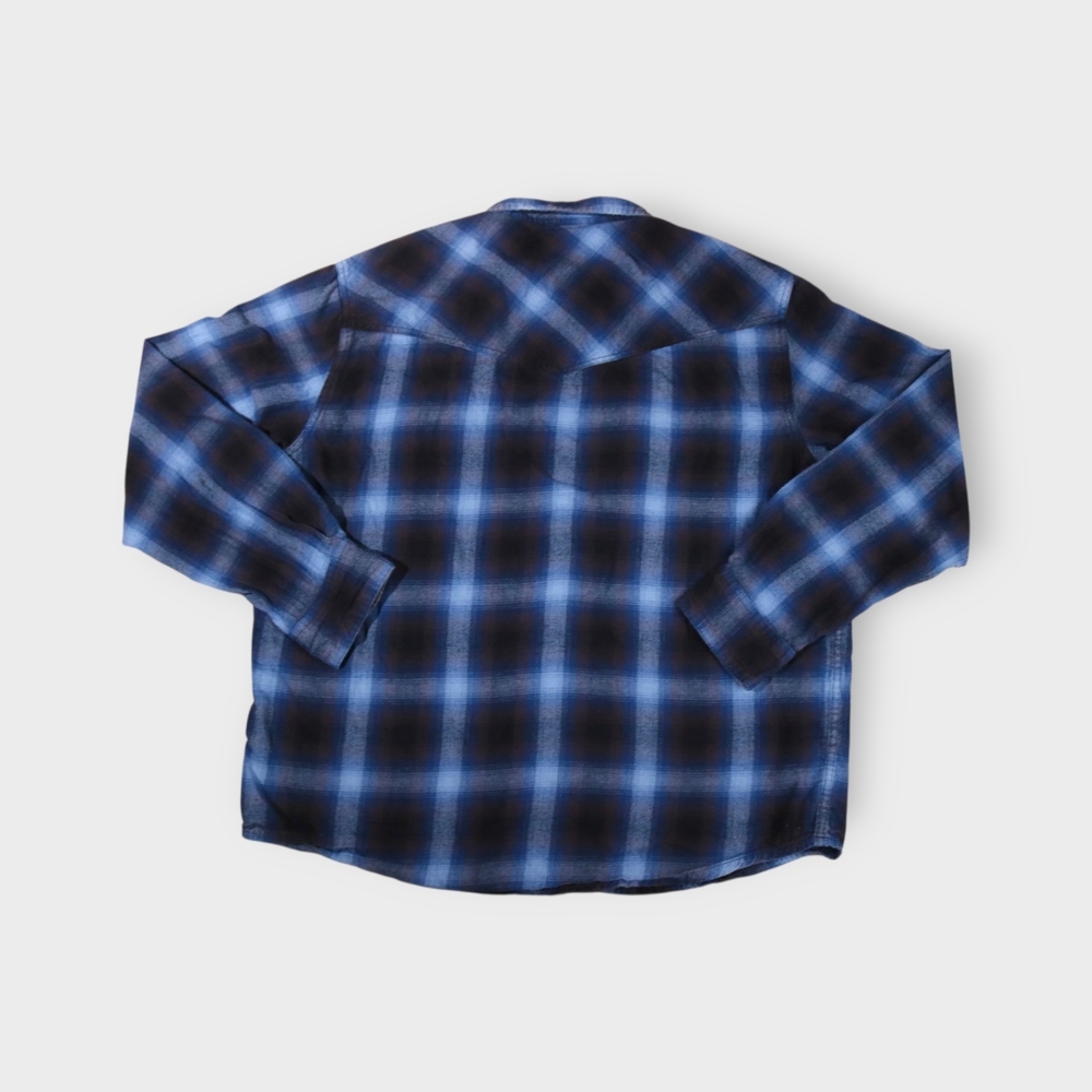 Cody James Men Button Up Shirt XLarge Blue Plaid Flannel Western Pearl Snap - Picture 10 of 14